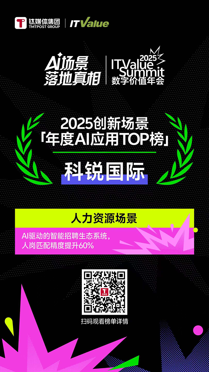 人力资源公司evo真人视讯国际的人工智能招聘匹配模型荣获钛媒体年度最佳场景实践TOP15